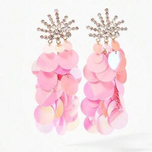 Pink Sequin Drop Earrings A1207